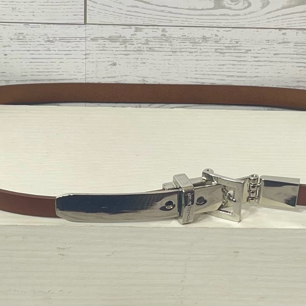 Michael Kors small Brown Leather Belt with Silver Buckle